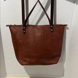 Portland Leather Goods Large Zip Up Brown Tote